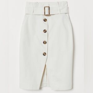 H&M Cream Button-Front Pencil Skirt